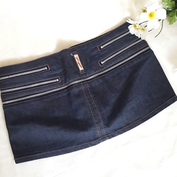 Italian Biker Skort💙90's Blue Denim Mini Skort💙 Heans Short-Skirt - Picture 4 of 15